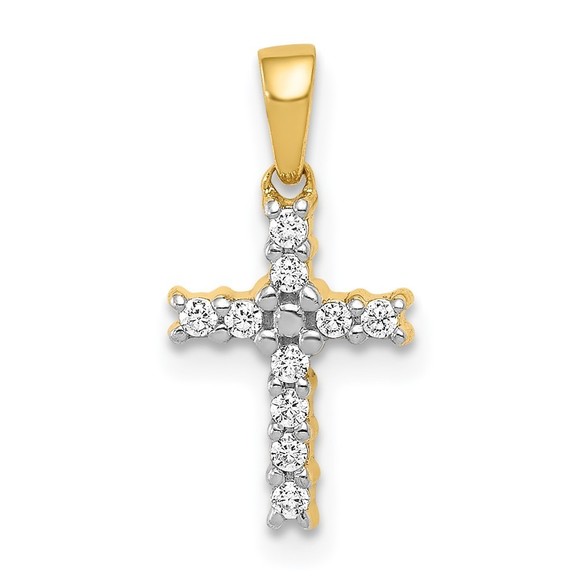 14k and Rhodium 1/10ct. Diamond Latin Cross Pendant,All Products : American Fashion Style Bags On Sale